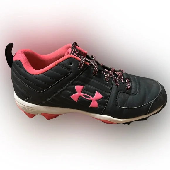 Under Armour Kids 5Y  Black and Pink Cleats - Picture 10 of 13